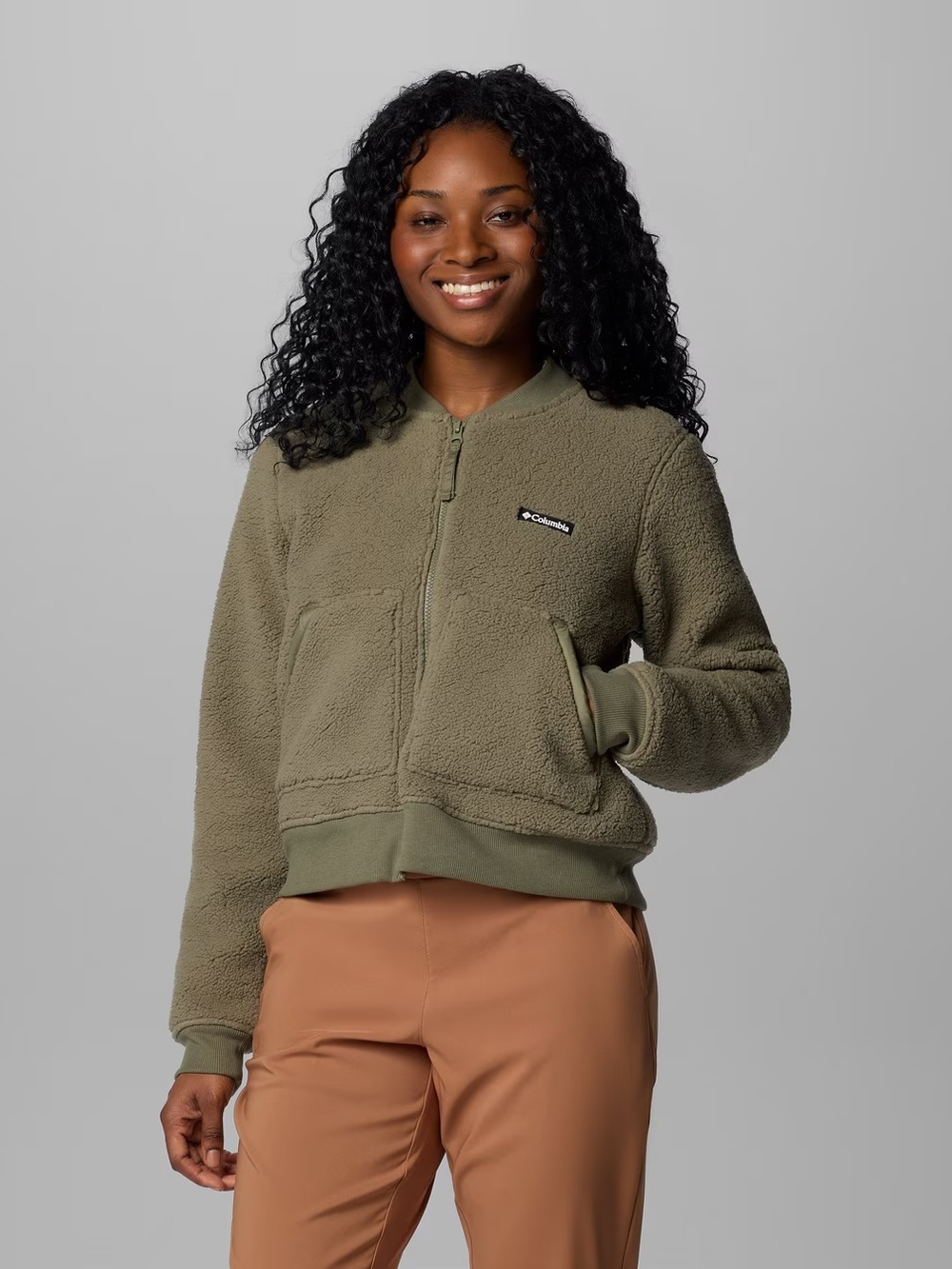 Columbia Olive Green Sherpa Zip Jacket